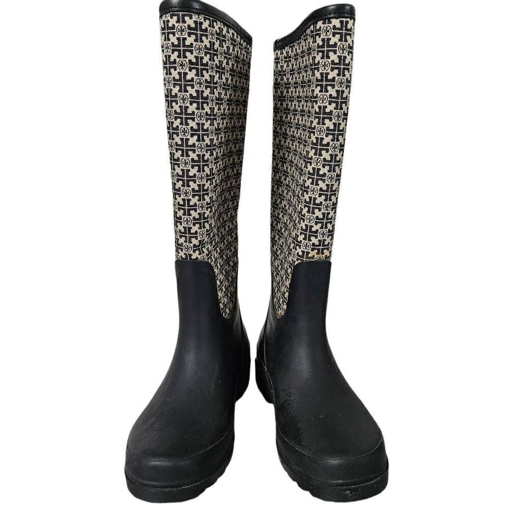Tory Burch monogram rain boots